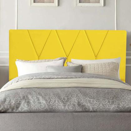 Imagem de Cabeceira Estofada Solteiro 90CM Jade Suede Amarelo - D A DECOR