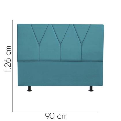Imagem de Cabeceira Estofada Solteiro 90CM Jade Suede Azul Turquesa - D A DECOR
