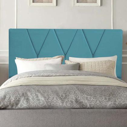 Imagem de Cabeceira Estofada Solteiro 90CM Jade Suede Azul Turquesa - D A DECOR