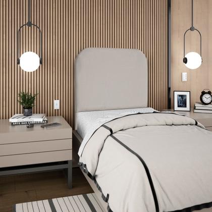 Imagem de Cabeceira Estofada Solteiro Alana 90cm Suede Cinza Claro