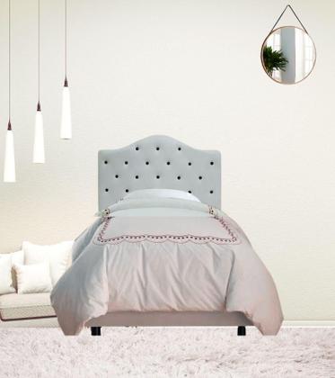 Imagem de Cabeceira Estofada Solteiro Branca Línea Poá