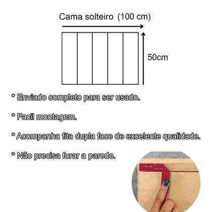 Imagem de Cabeceira Estofada Solteiro Modulada 100x50 Módulos Autocolante