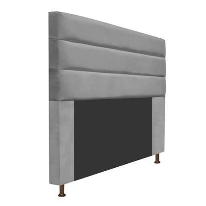 Imagem de Cabeceira Estofada Turim 140cm para Cama Casal Cama Box Suede Cinza