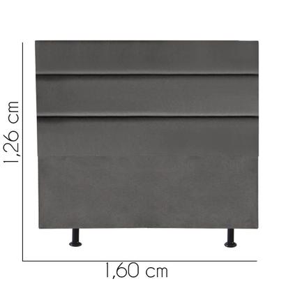 Imagem de Cabeceira Estofada Turim 160 cm Queen Size Quarto para Cama Box Tecido Sintético Cinza Escuro - KDAcanto Móveis