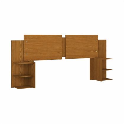 Imagem de Cabeceira Extensível Cama Box Davi Solteiro Casal Queen King 2 Mesinhas Laterais Prateleira Organizadora RP ONLINE