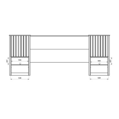Imagem de Cabeceira Extensível Casal Burrell com Mesas de Cabeceira Acabamento Ripado MDP OffWhite/Buriti G11 - Gran Belo