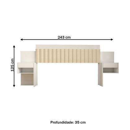Imagem de Cabeceira Extensível Casal/Queen Luna 2 Gavetas Branco - Panorama Móveis