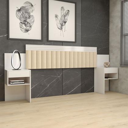 Imagem de Cabeceira Extensível Casal/Queen Luna 2 Gavetas Branco - Panorama Móveis