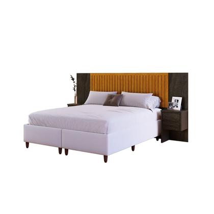 Imagem de Cabeceira Extensível Florida com Painel Ripado 2 Mesas de Cabeceira com 2 Gavetas