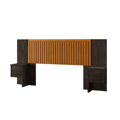 Imagem de Cabeceira Extensível Florida com Painel Ripado 2 Mesas de Cabeceira com 2 Gavetas