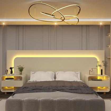 Imagem de Cabeceira extensível Gelius Innova 02 mesa de cabeceira para cama box de Casal 138 cm, Queen 158 cm e King 193 cm OFF White