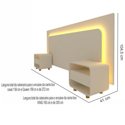 Imagem de Cabeceira extensível Gelius Innova 02 mesa de cabeceira para cama box de Casal 138 cm, Queen 158 cm e King 193 cm OFF White