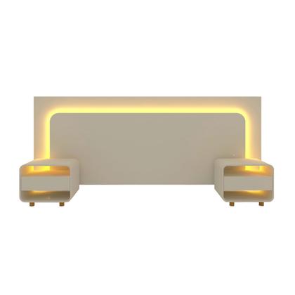 Imagem de Cabeceira Extensível Innova 2 Gavetas com Led 100% Mdf Off White - Gelius