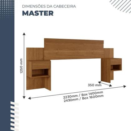 Imagem de Cabeceira Extensível Master Com 2 Mesas De Cabeceiras 2 Gavetas Benetil Móveis Cinamomo