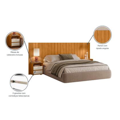 Imagem de Cabeceira Extensível para Cama Solteiro/Casal/Queen/King Ripada 100% MDF