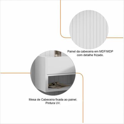 Imagem de Cabeceira Florença Casal e Queen com 2 Mesas de Cabeceira