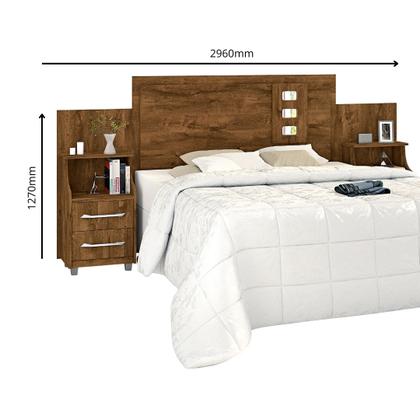 Imagem de Cabeceira Flórida Grande c/ Gavetas e Prateleiras Moderno