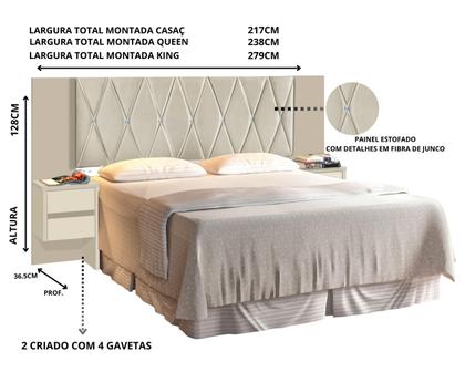 Imagem de Cabeceira Florida Para Cama Box Casal Queen King Com Capitonê