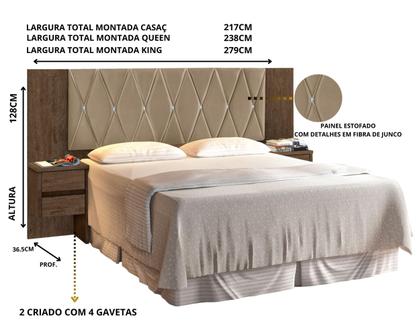 Imagem de Cabeceira Florida Para Cama Box Casal Queen King Com Capitonê