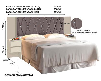 Imagem de Cabeceira Florida Para Cama Box Casal Queen King Com Capitonê