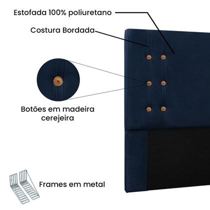 Imagem de Cabeceira Gênova Para Cama Box Solteiro 90 cm Suede Azul Marinho - D'Rossi