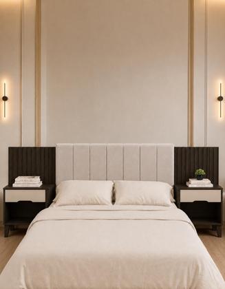 Imagem de Cabeceira Helena Painel Estofado com Criado Para Cama Box Casal e Queen 140 e 160cm