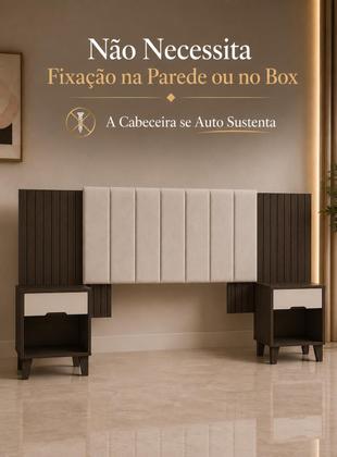 Imagem de Cabeceira Helena Painel Estofado com Criado Para Cama Box Casal e Queen 140 e 160cm