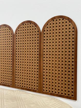 Imagem de Cabeceira Indiana Estilo Palha em MDF para Cama Box Casal Queen King Solteiro