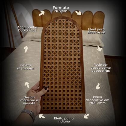 Imagem de Cabeceira Indiana Estilo Palha em MDF para Cama Box Casal Queen King Solteiro