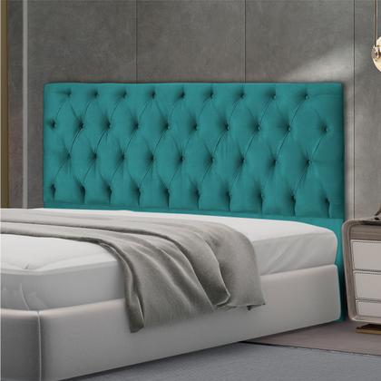 Imagem de Cabeceira Jade 90 Cm Para Cama Box Suede Azul Turquesa