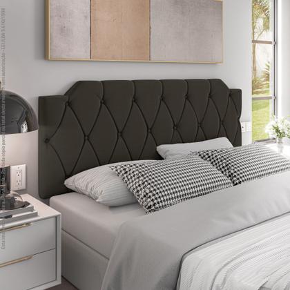 Imagem de Cabeceira Kelly Para Cama Casal 1,40 Estofada Suede - Marrom