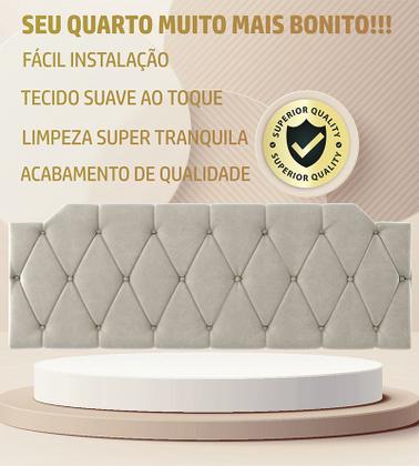Imagem de Cabeceira Kelly Suede Bege Estofada para Cama Box de Casal 140x54cm