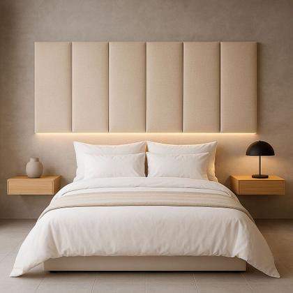 Imagem de Cabeceira King 10 Módulos Estofados Placa Cama Box Adesiva 200cm