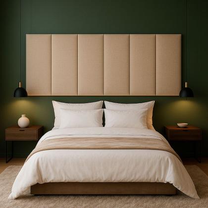 Imagem de Cabeceira King 10 Módulos Estofados Placa Cama Box Adesiva 200cm