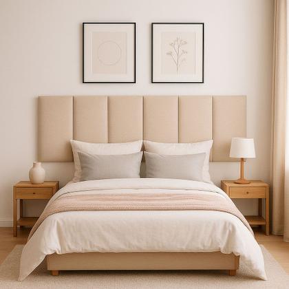 Imagem de Cabeceira King 10 Módulos Estofados Placa Cama Box Adesiva 200cm