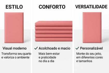 Imagem de Cabeceira King 10 Módulos Estofados Placa Cama Box Adesiva 200cm