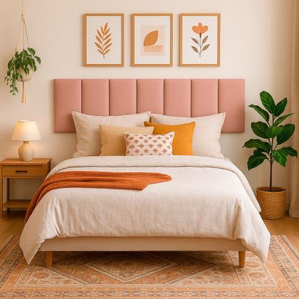 Imagem de Cabeceira King 10 Módulos Estofados Placa Cama Box Adesiva 200cm