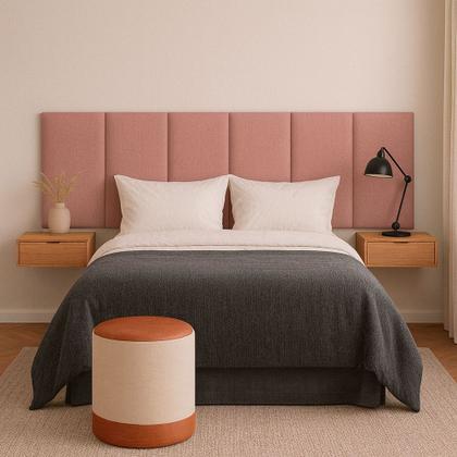 Imagem de Cabeceira King 10 Módulos Estofados Placa Cama Box Adesiva 200cm