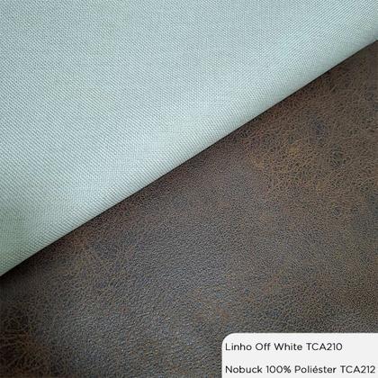 Imagem de Cabeceira King Com LED Yeon Nobuck Marrom / Linho Off White - Sallar Home