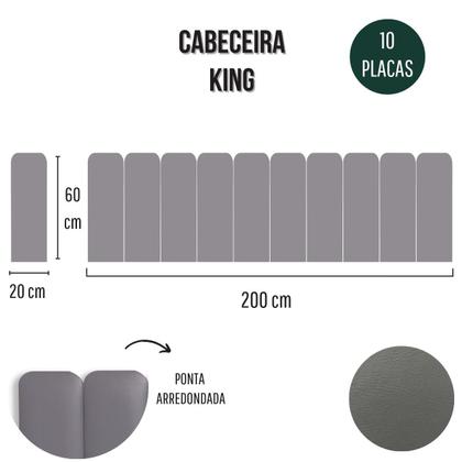 Imagem de Cabeceira King Estofada de Colar na Parede Kit 10 Placas Modelo Arredondada - Várias Cores