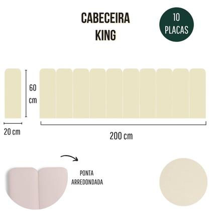Imagem de Cabeceira King Estofada de Colar na Parede Kit 10 Placas Modelo Arredondada - Várias Cores