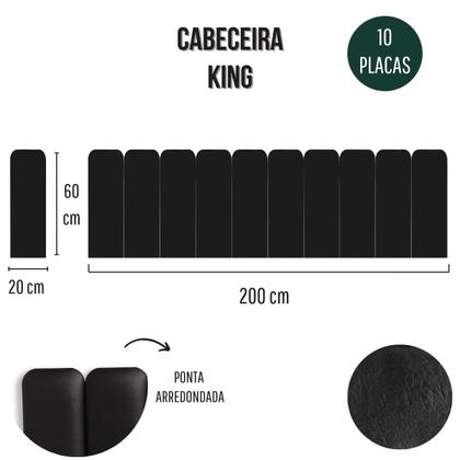 Imagem de Cabeceira King Estofada de Colar na Parede Kit 10 Placas Modelo Arredondada - Várias Cores