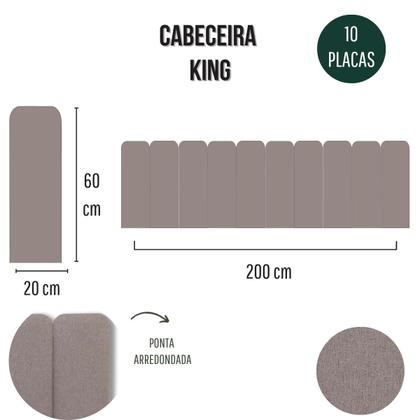 Imagem de Cabeceira King Estofada de Colar na Parede Kit 10 Placas Modelo Arredondada - Várias Cores
