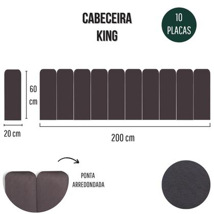Imagem de Cabeceira King Estofada de Colar na Parede Kit 10 Placas Modelo Arredondada - Várias Cores