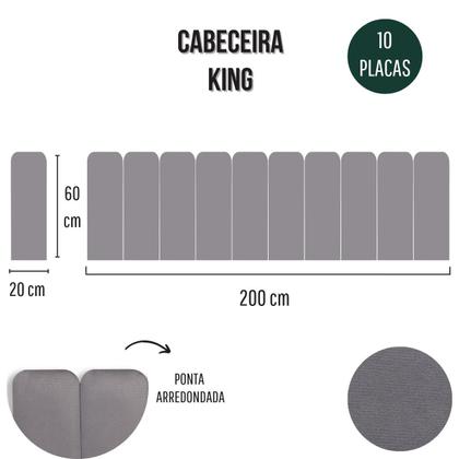 Imagem de Cabeceira King Estofada de Colar na Parede Kit 10 Placas Modelo Arredondada - Várias Cores
