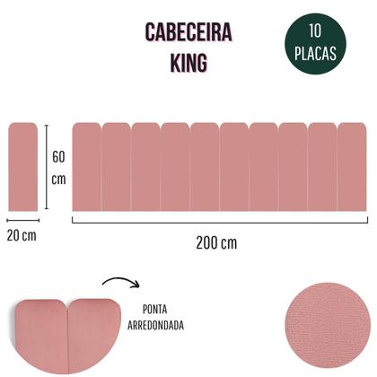 Imagem de Cabeceira King Estofada de Colar na Parede Kit 10 Placas Modelo Arredondada - Várias Cores