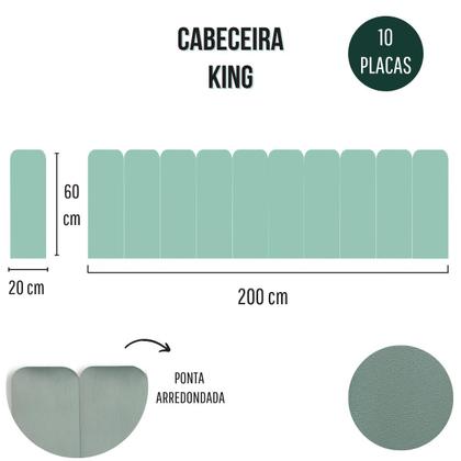 Imagem de Cabeceira King Estofada de Colar na Parede Kit 10 Placas Modelo Arredondada - Várias Cores