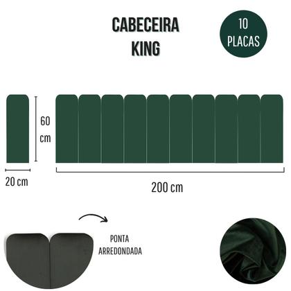 Imagem de Cabeceira King Estofada de Colar na Parede Kit 10 Placas Modelo Arredondada - Várias Cores