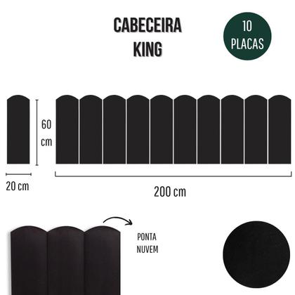 Imagem de Cabeceira King Estofada de Colar na Parede Kit 10 Placas Modelo Nuvem - Várias Cores