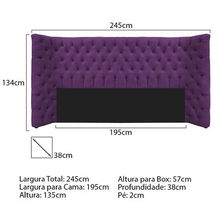 Imagem de Cabeceira King Everest P02 195 cm para cama Box Suede - Doce Sonho Móveis